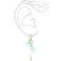 Gold 4.5&quot; Shell Feather Drop Earrings - Turquoise,