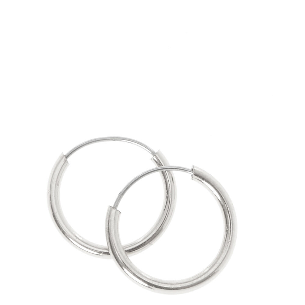 Silver 10MM Hoop Earrings Claire s US