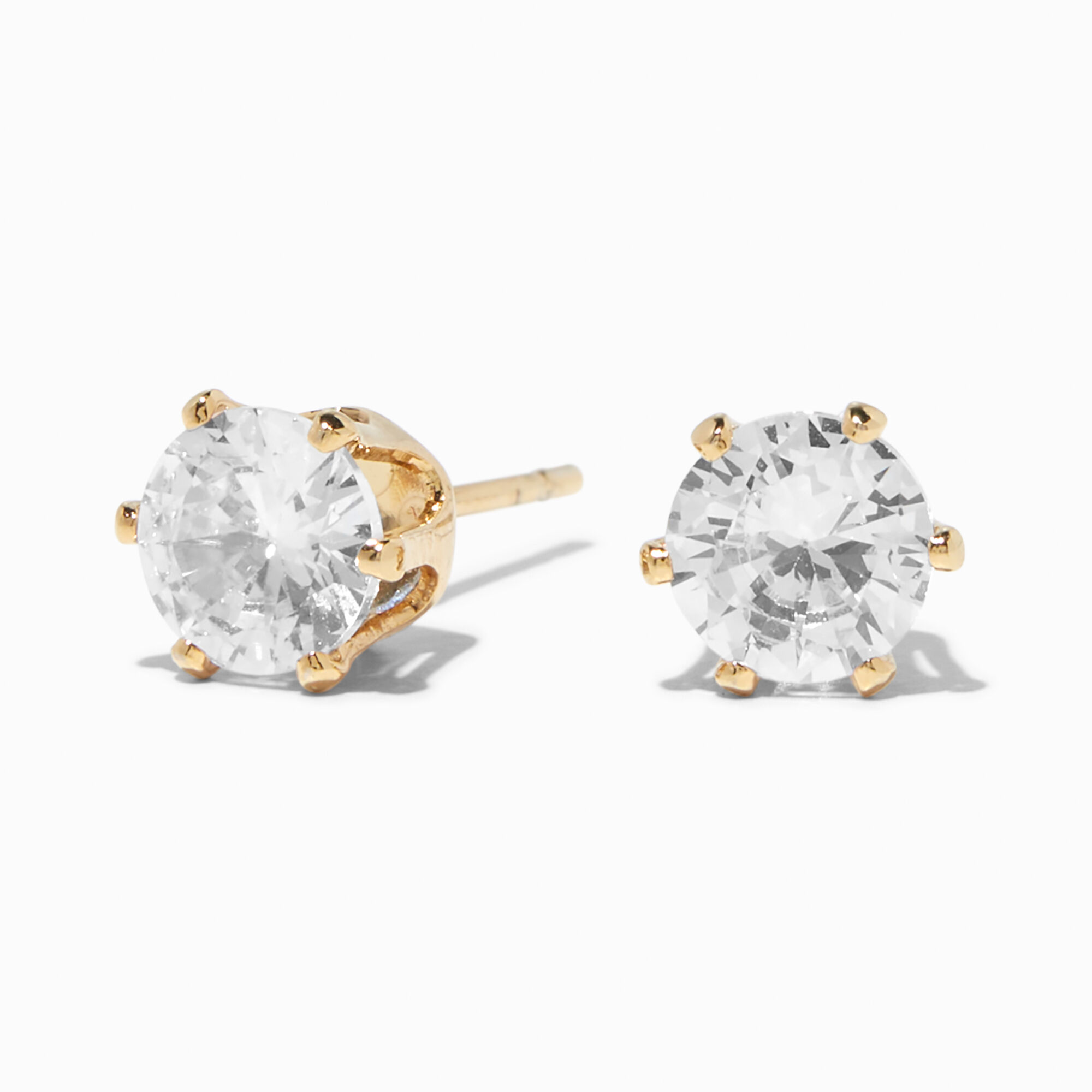 View Claires 18K Plated 6MM Cubic Zirconia Cupcake Stud Earrings Gold information