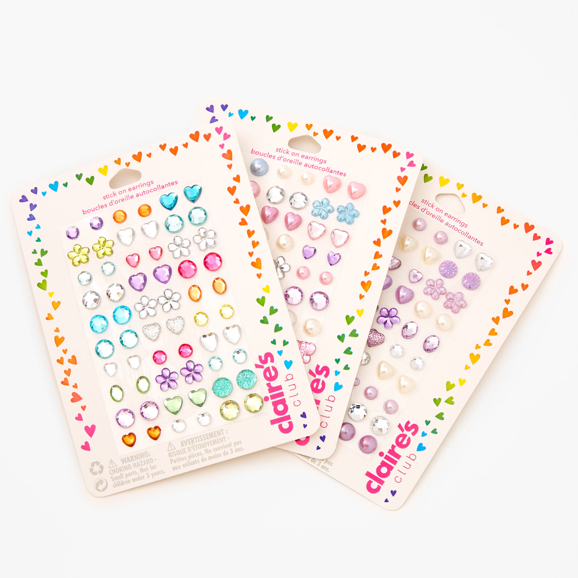 Claire's Club Stick On Earrings Bundle - 3 Pack