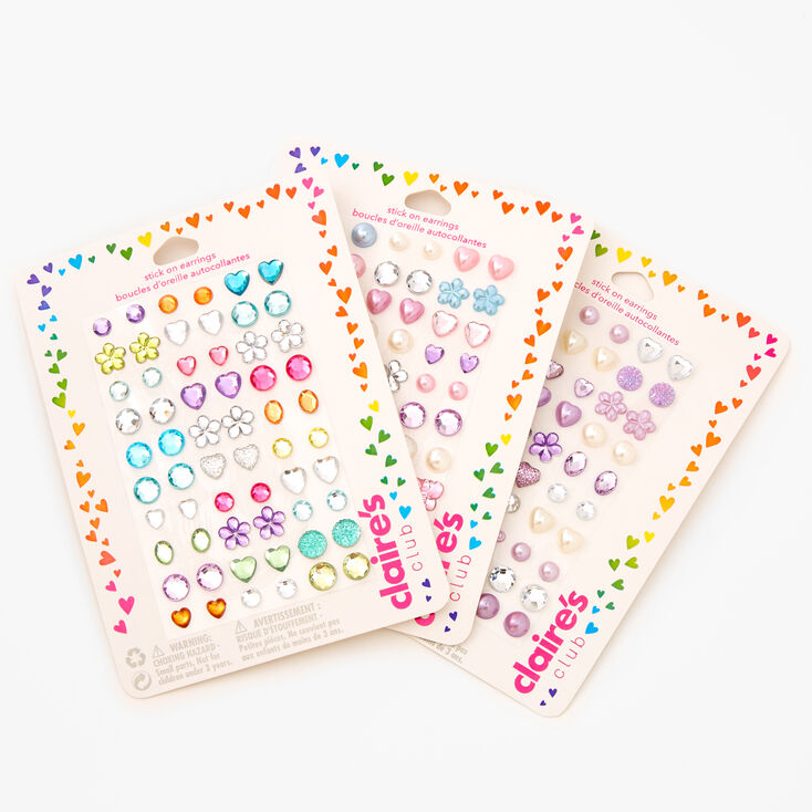 Claire&#39;s Club Stick On Earrings Bundle - 3 Pack,