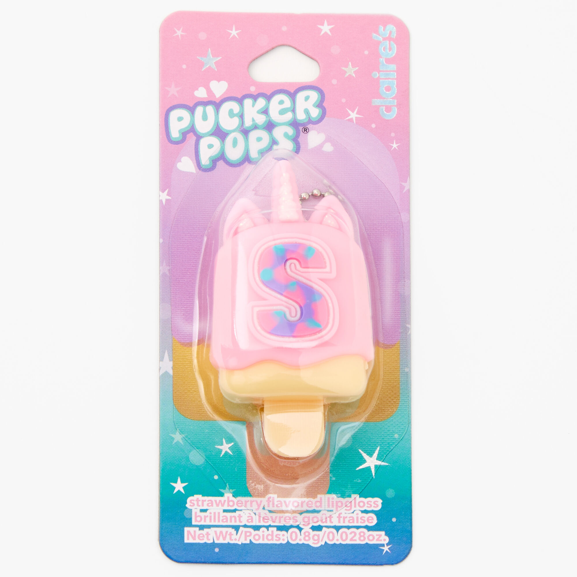 Pucker Pops® Initial Lip Gloss - Pink, S,