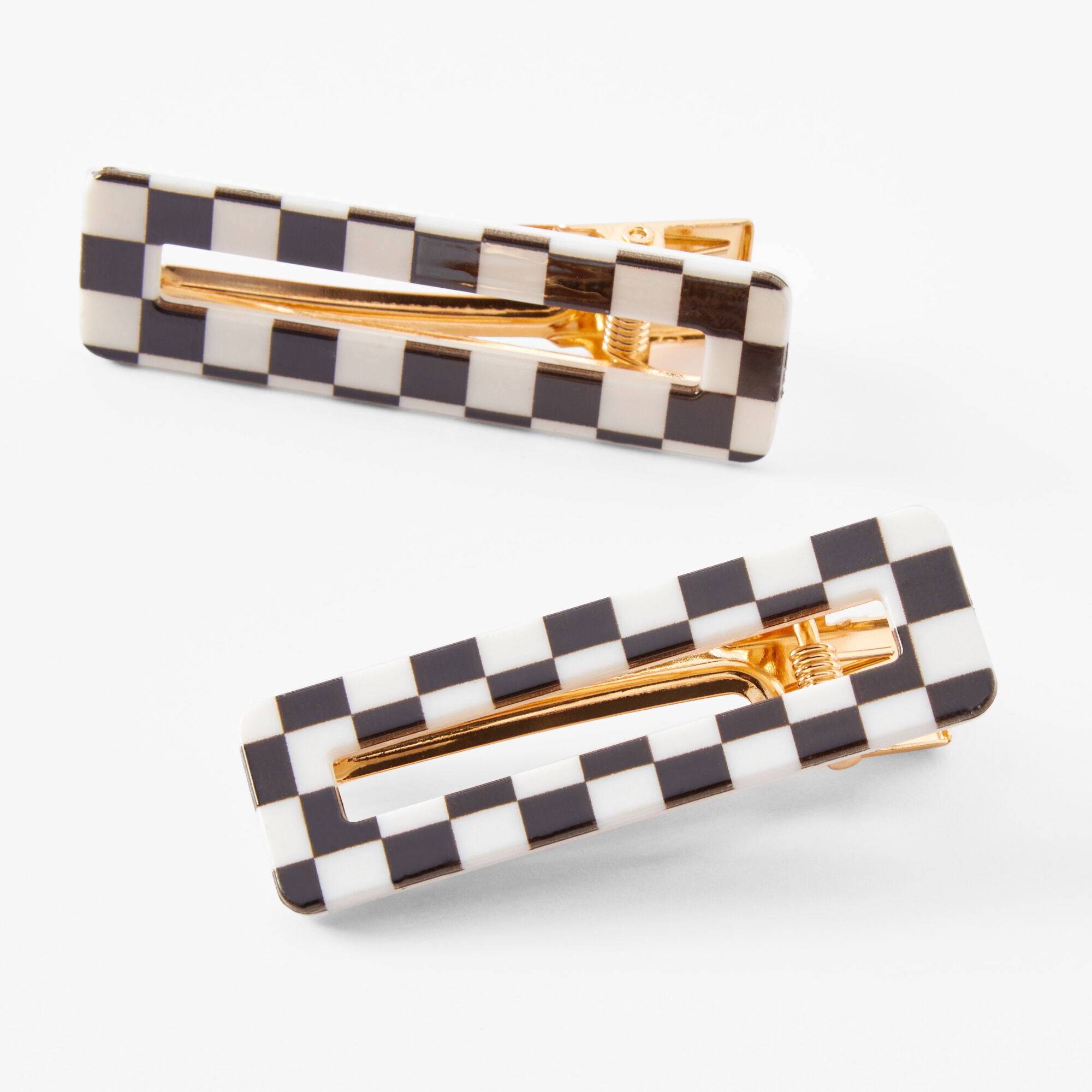 Black & White Checkered Hair Clips - 2 Pack,