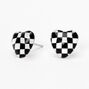 Checkered Heart Stud Earrings,