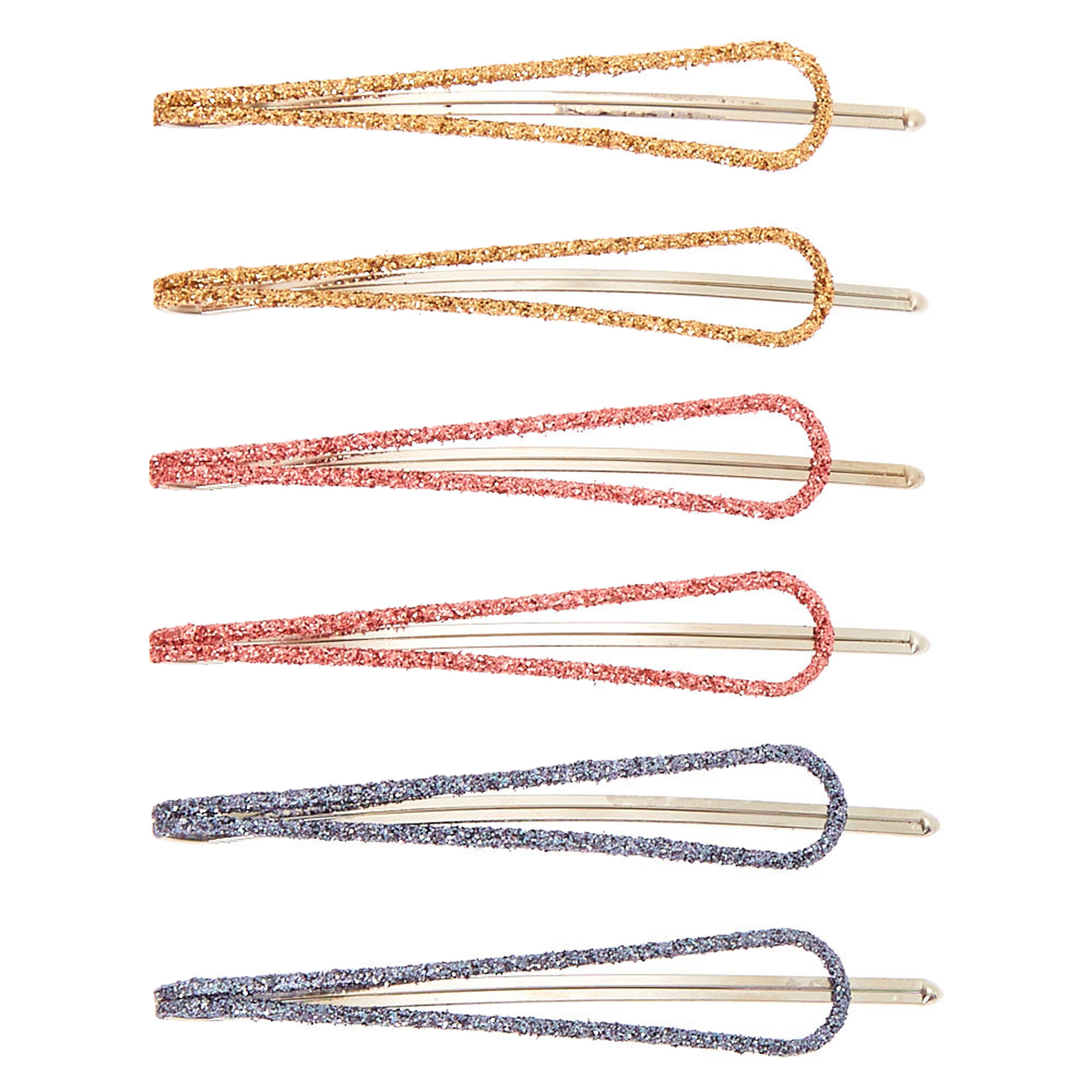 Mixed Glitter Geometric Hair Pins 6 Pack Claire's US