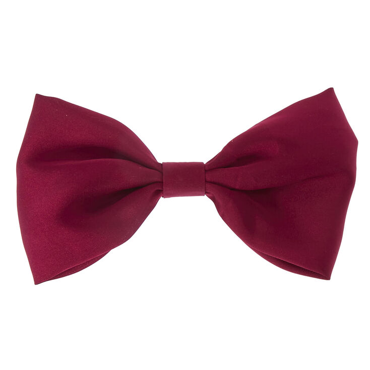 Burgundy Satin Hair Bow Clip,