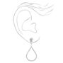 Silver-tone Crystal Teardrop Outline 1.5&quot; Clip On Drop Earrings,