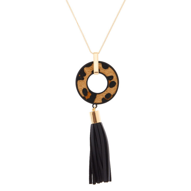 Leopard Tassel Long Pendant Necklace,