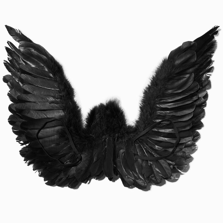 Black Feathery Angel Wings,