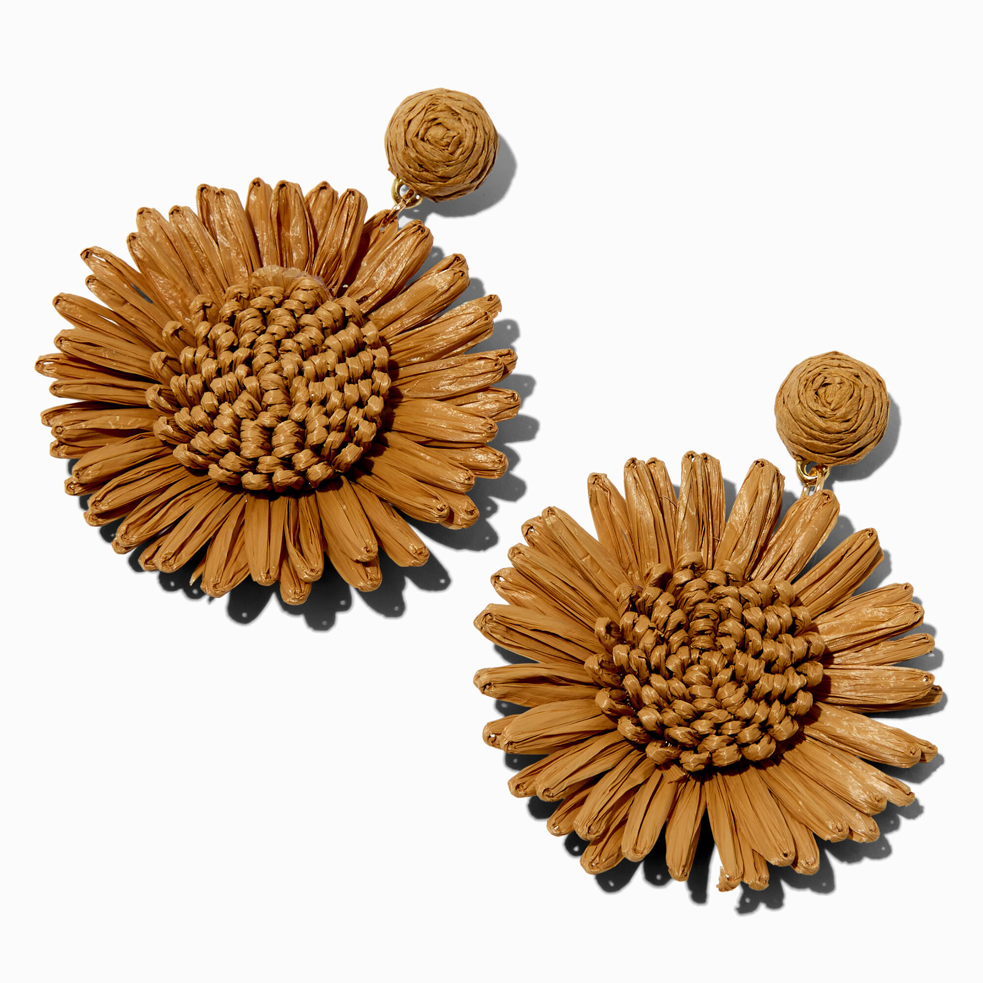 View Claires Raffia Daisy 3 Drop Earrings Brown information