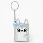 Glitter Husky Face Mini Diary Keychain,