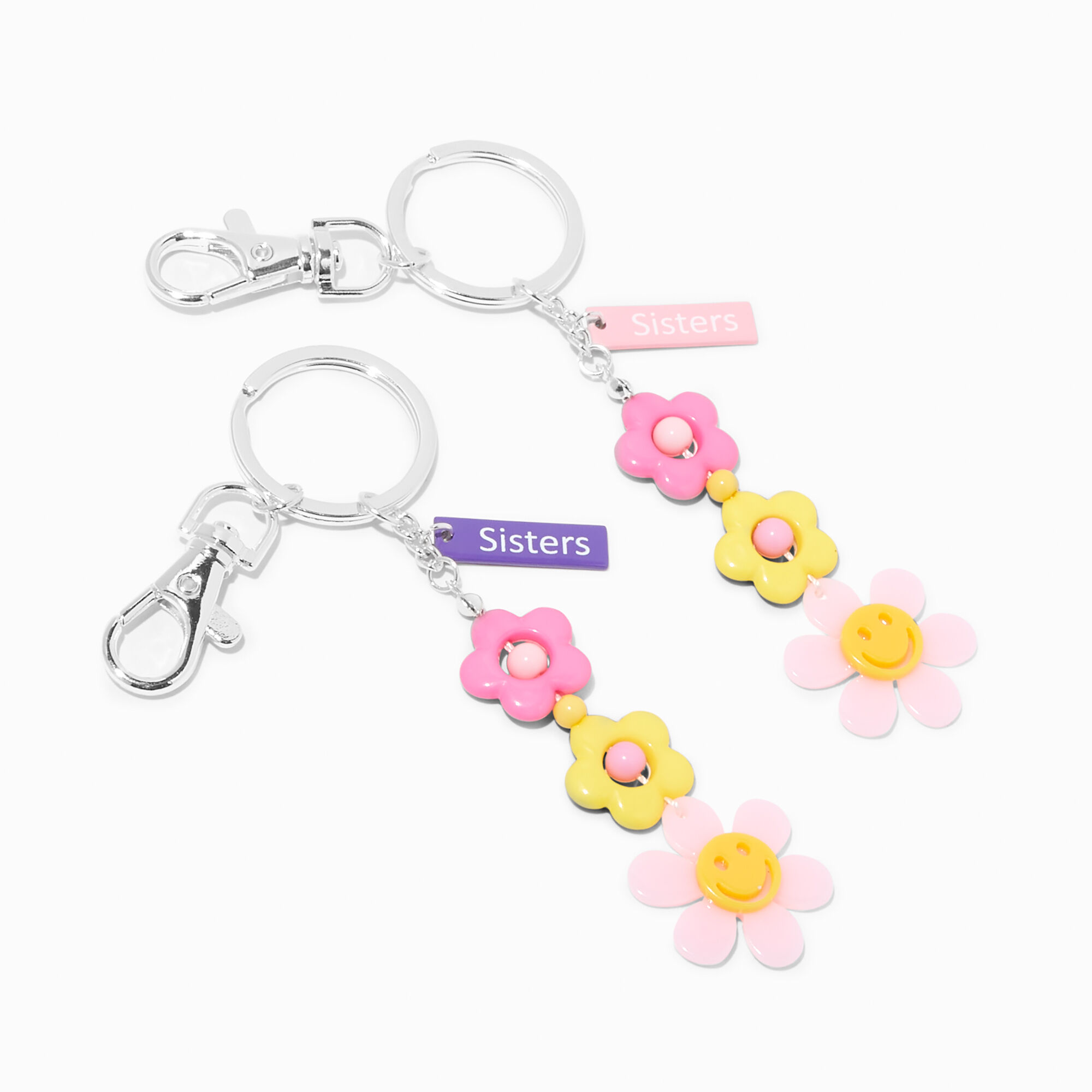 View Claires Retro Daisy Sisters Keychains 2 Pack Silver information