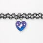 Unicorn Heart Tattoo Choker Necklace - Black,