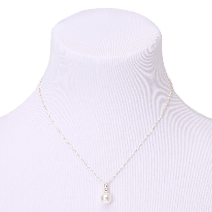 Parure de bijoux barre perle d&rsquo;imitation couleur argent&eacute;e - Lot de 2,