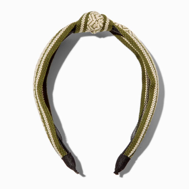 Olive Green Woven Tribal Knotted Headband,