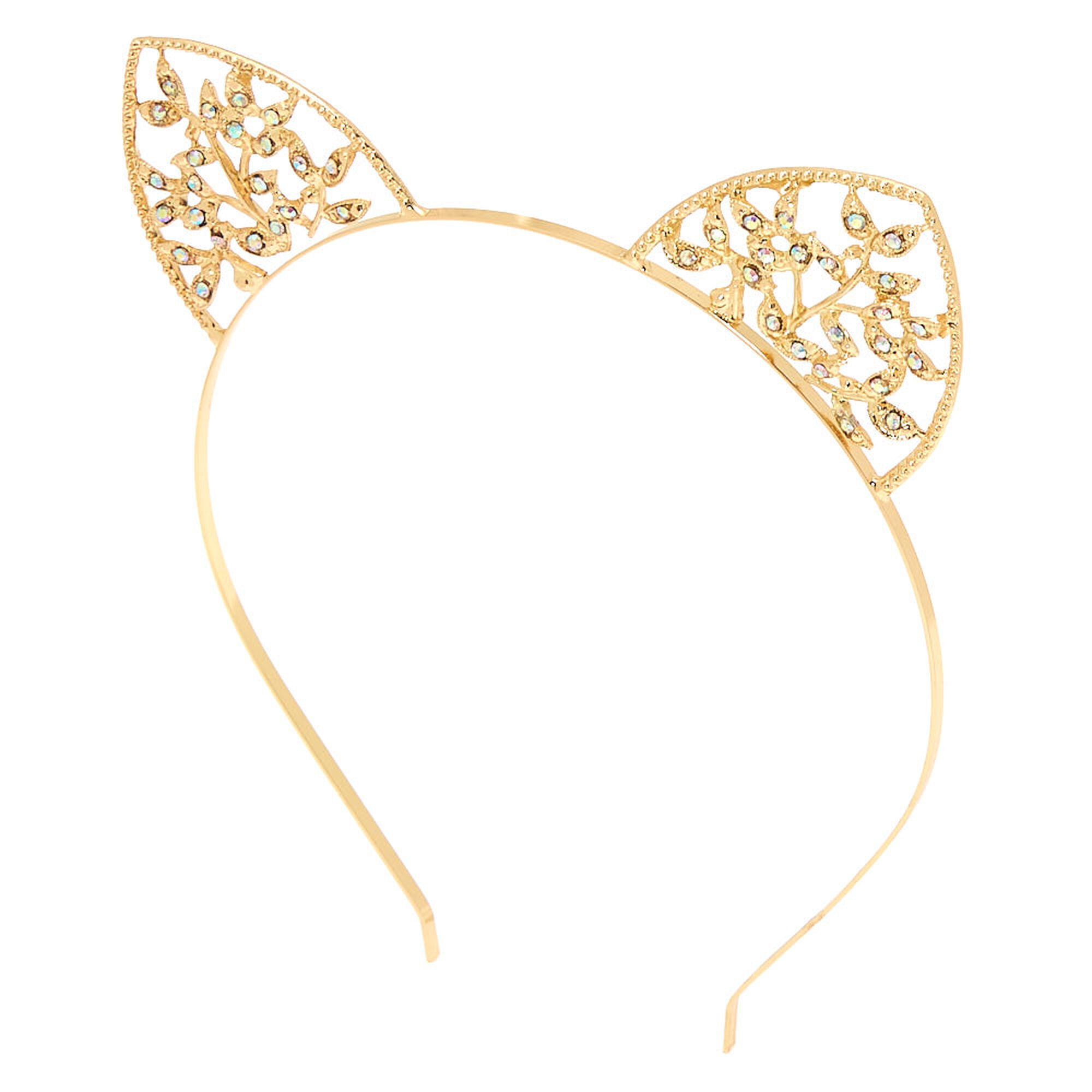 View Claires Ivy Cat Ears Headband Gold information