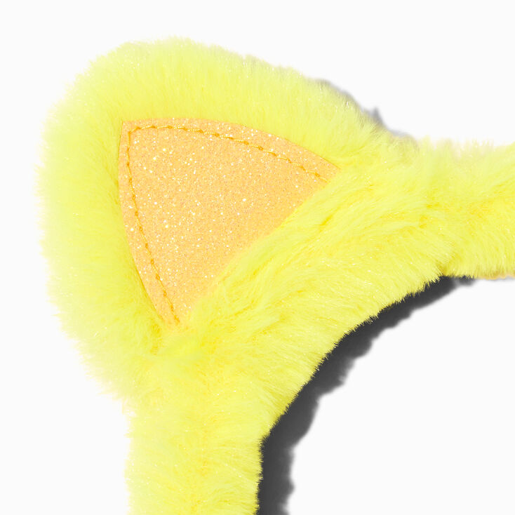 Claire&#39;s Club Plush Yellow Glitter Cat Ears Headband,