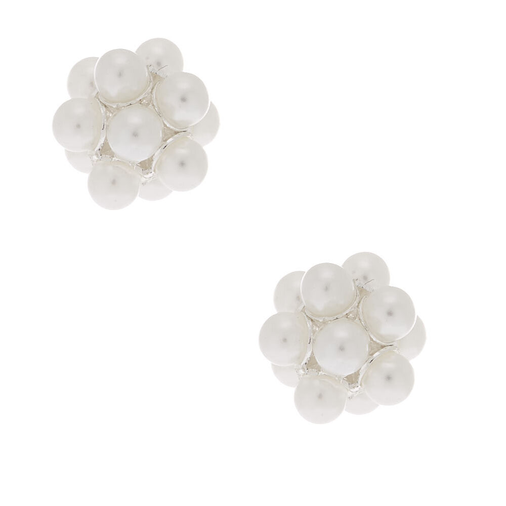 Pearl Cluster Stud Earrings, Pinky Peach, Design by Irena Zelickman |  Artmajeur