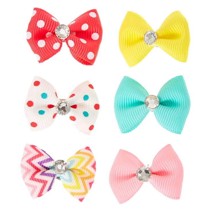 Claire&#39;s Club Chevron Polka Dot Mini Bow Hair Clips - 6 Pack,