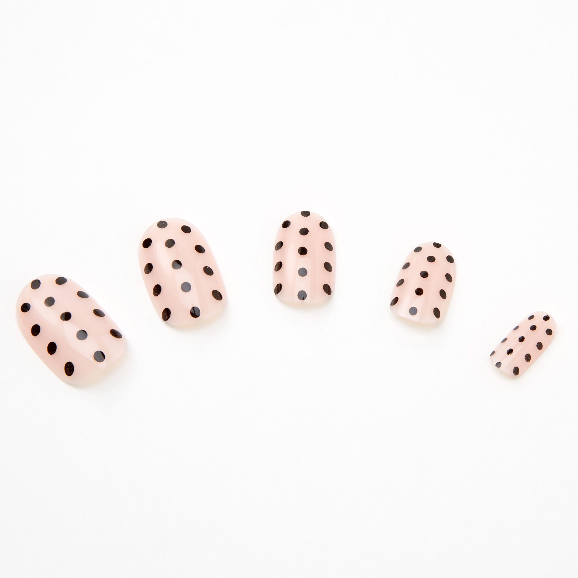 Polka Dot Square Press On Faux Nail Set - Nude, 24 Pack,