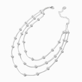 Silver-tone Delicate Pearl Multi-Strand Choker Necklace,