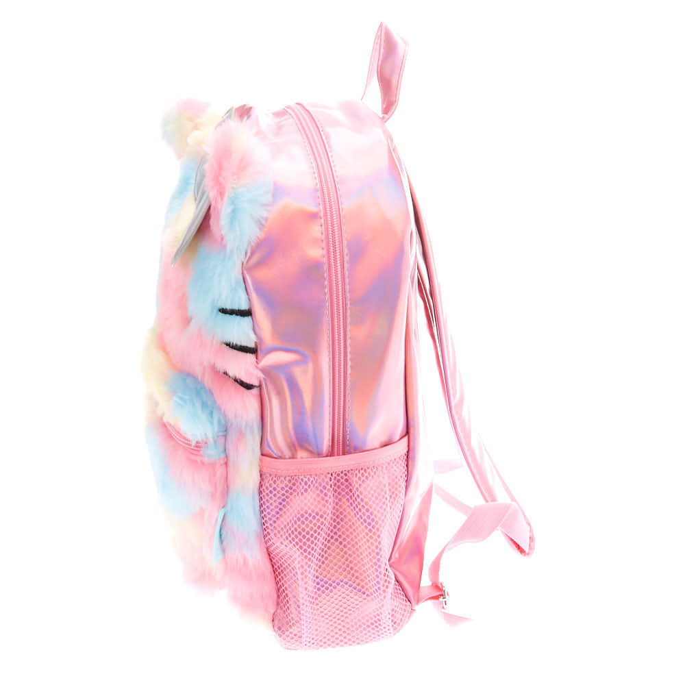 Hello Kitty Furry Pastel Rainbow Holographic Backpack Claire s