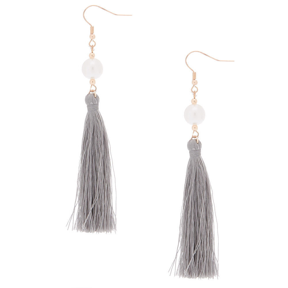 Grey tassel earrings discount