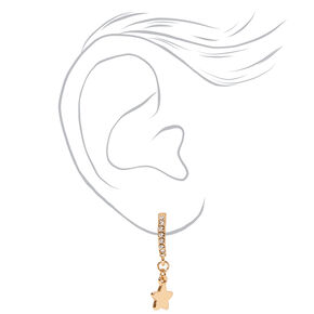 Gold Star Multi Strand Necklace &amp; Huggie Hoop Drop Earrings Set - 2 Pack,