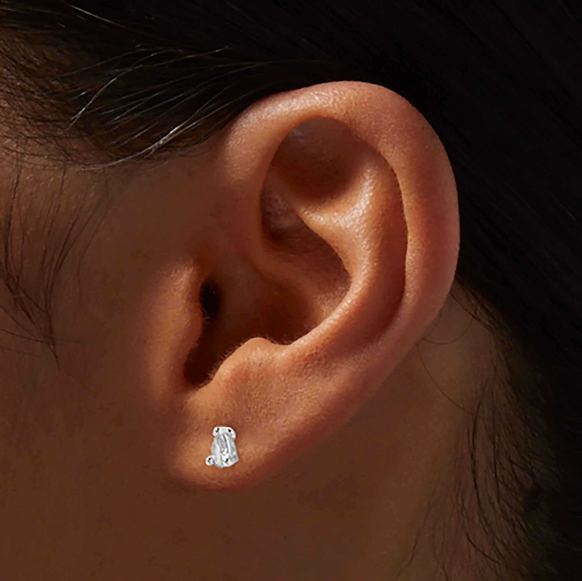Silver-tone Cubic Zirconia 5mm Teardrop Stud Earrings