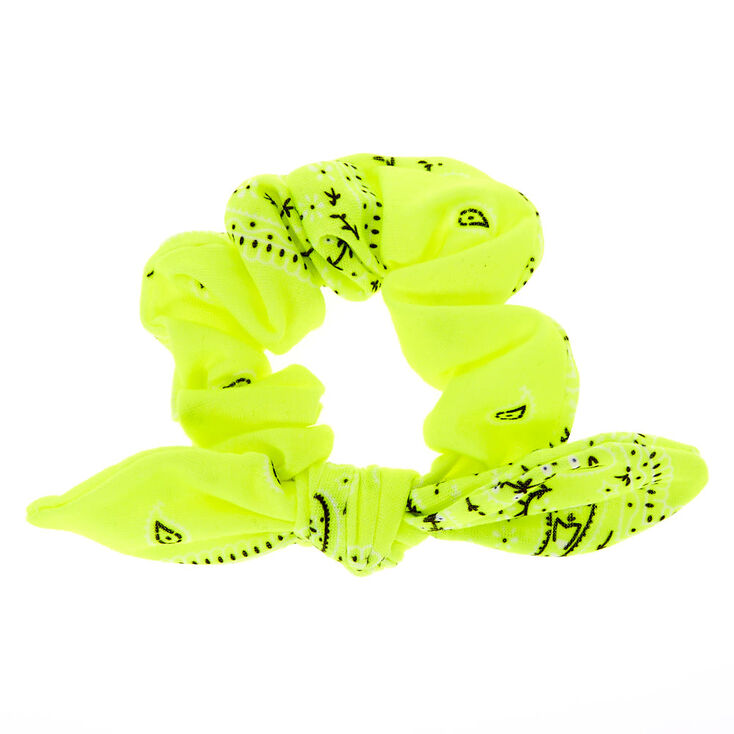 Claire's Chouchou nœud noué bandana - Jaune fluo