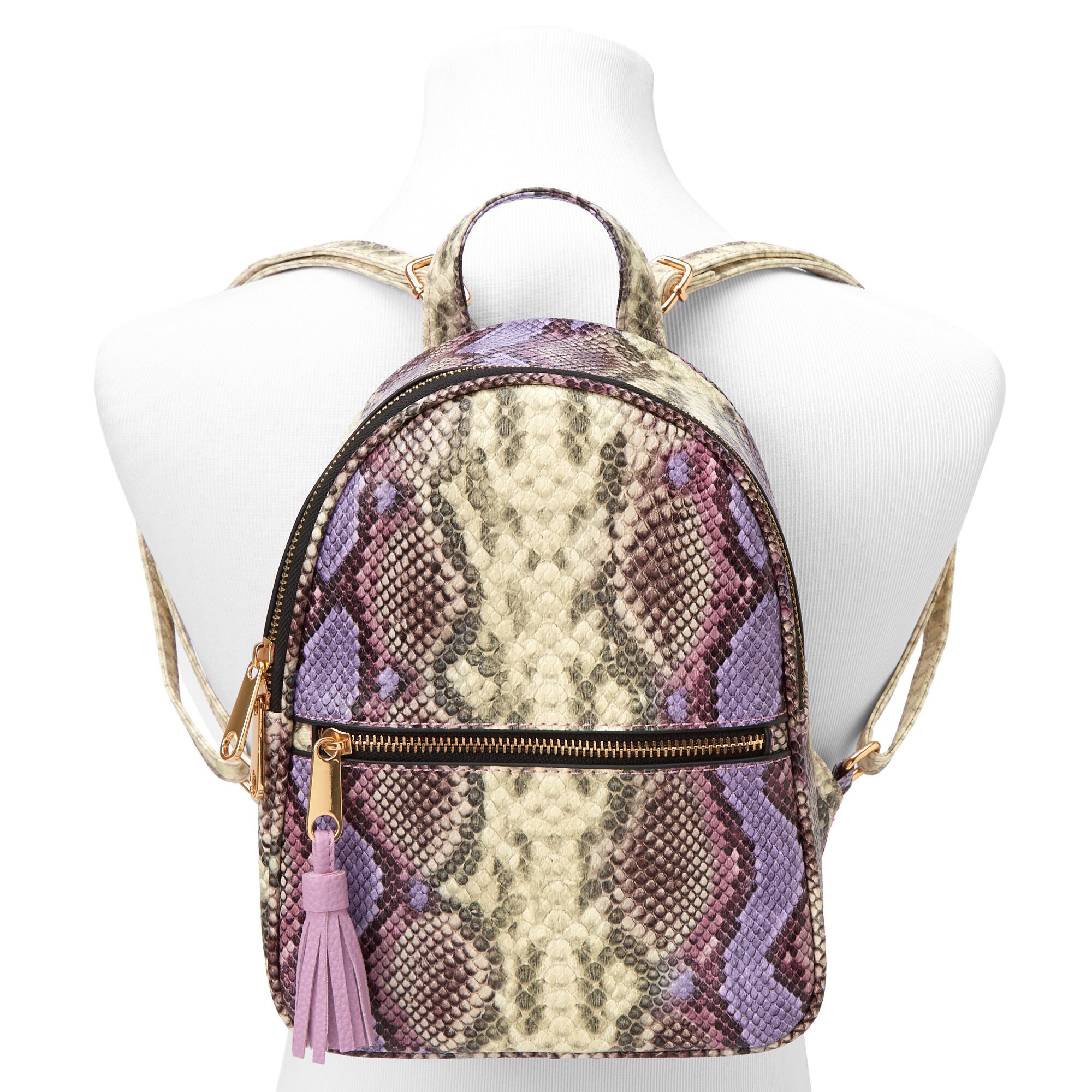 Petit sac à dos en fausse peau de serpent - Violet,