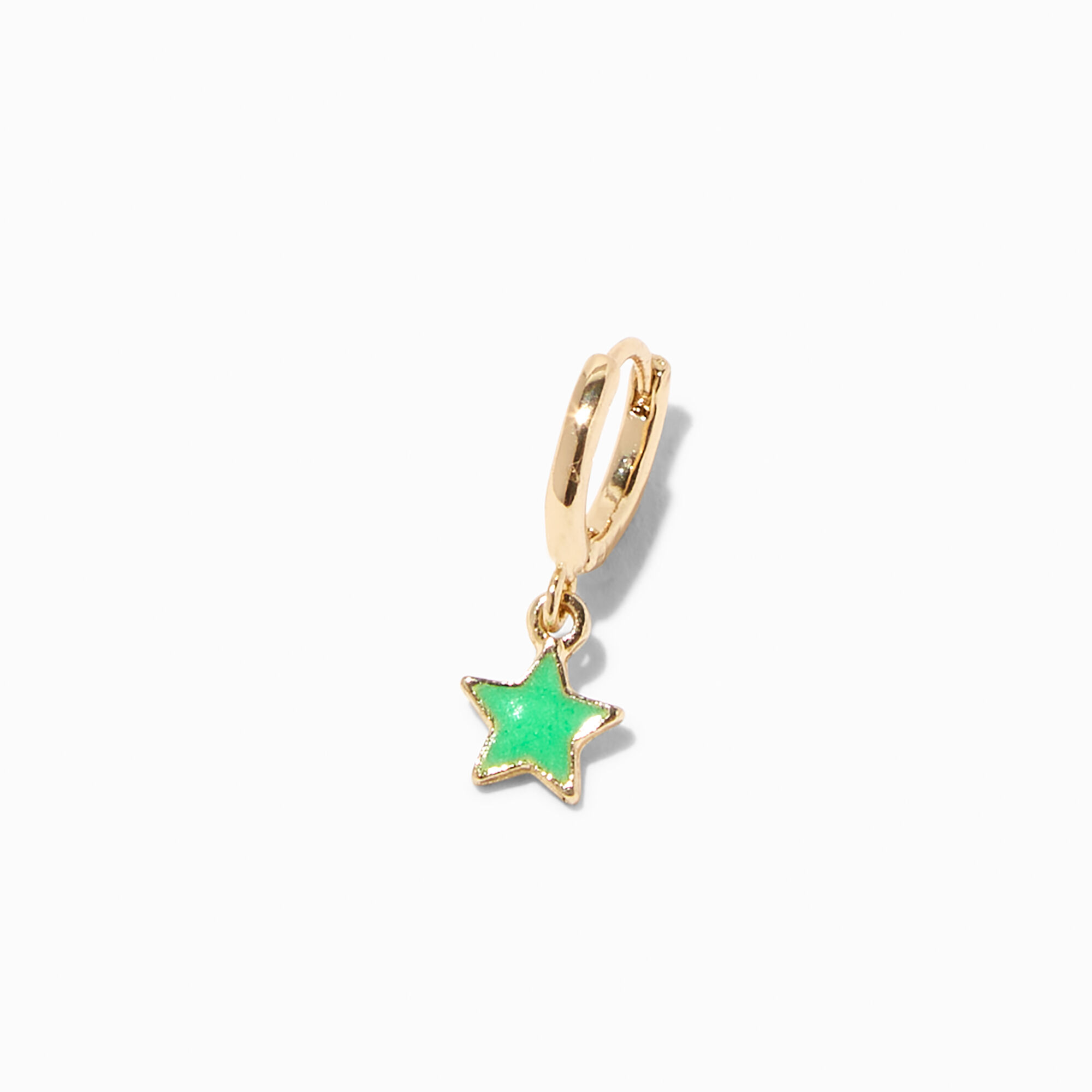 View Claires Glow In The Dark Star 16G GoldTone Cartilage Hoop Earring Green information