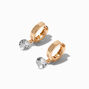 Gold-tone Cubic Zirconia 10MM Huggie Hoop Earrings,