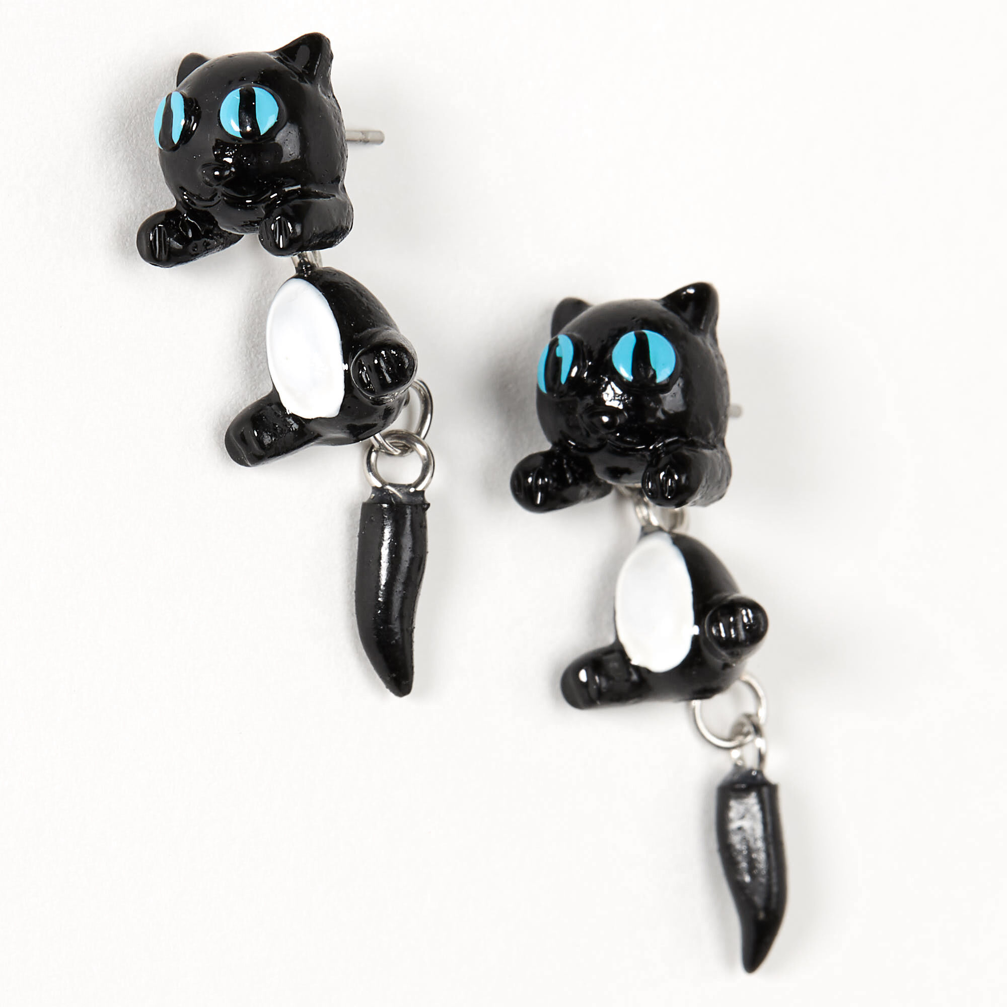 View Claires Eyed Cat Front Back Earrings Black Blue information