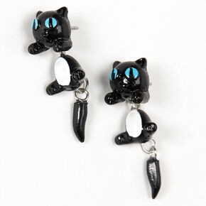 Boucles d&#39;oreilles devant derri&egrave;re chat aux yeux bleus &ndash; Noir,