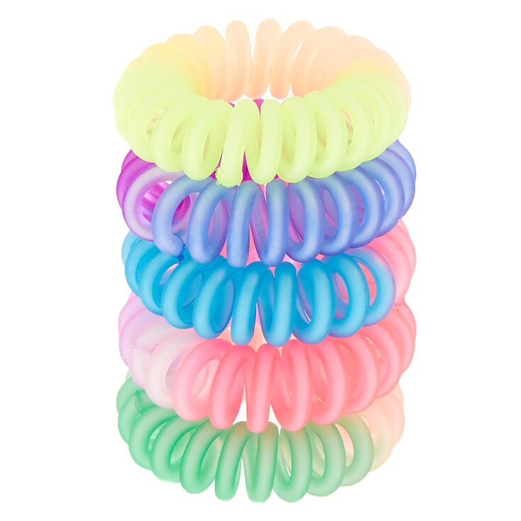 Claire's Mini élastiques spirale effet dégradé arc-en-ciel au fini mat - Lot de 5