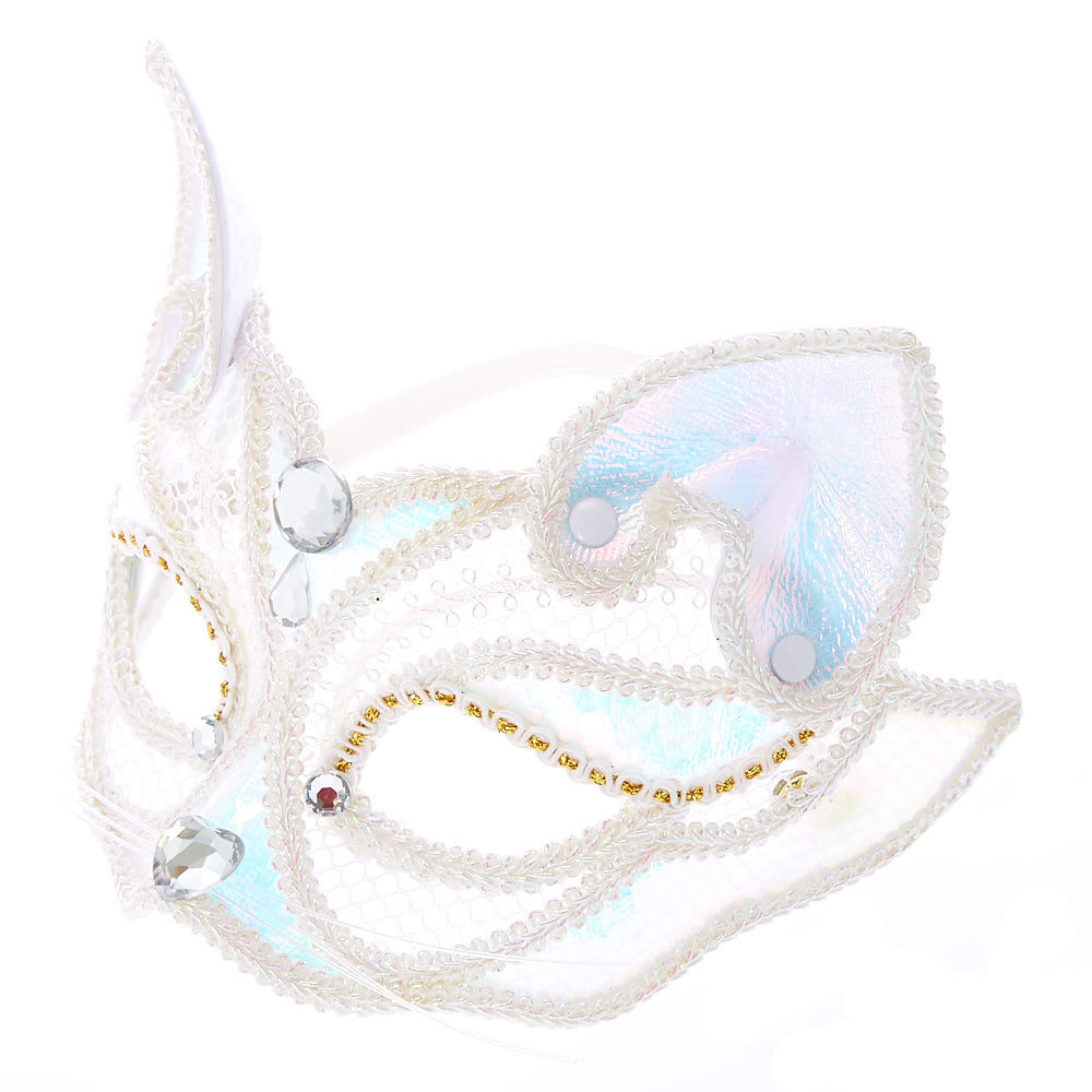 Masque de chat holographique blanc,