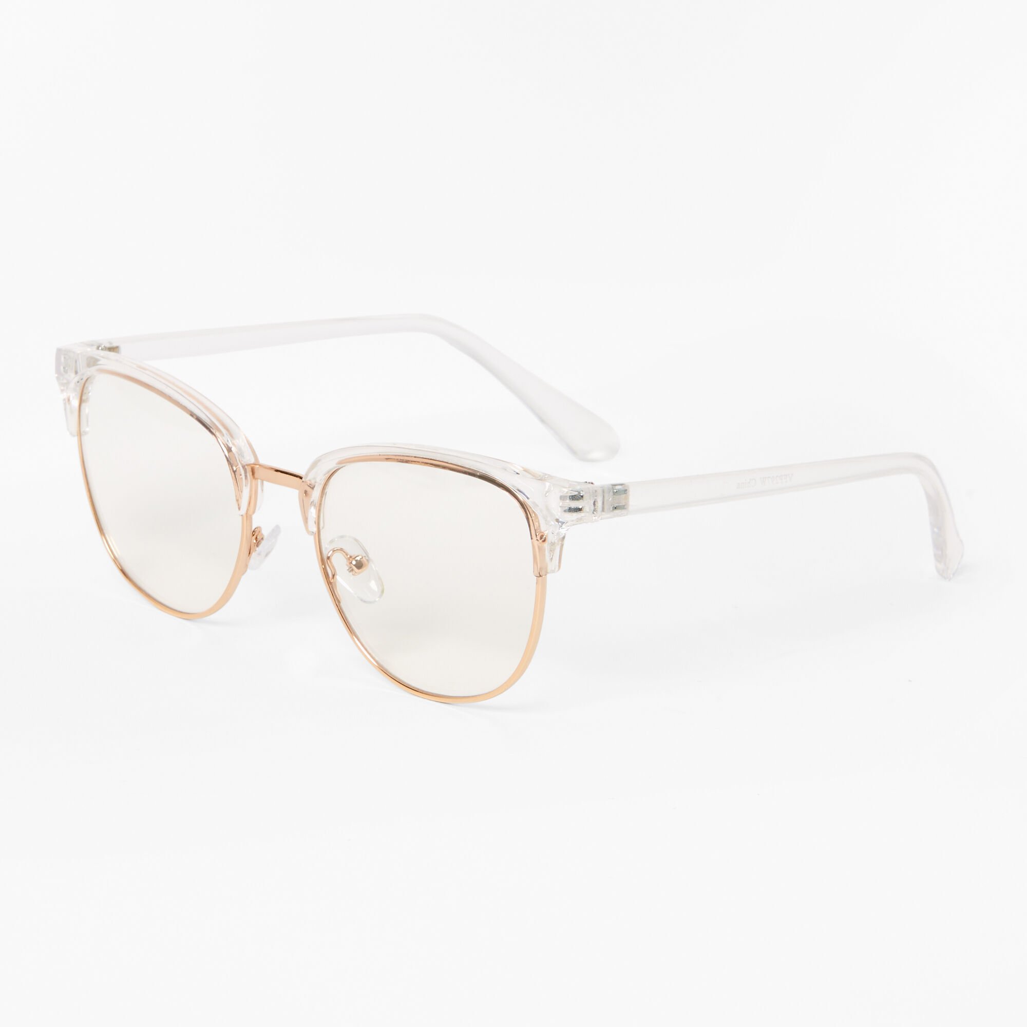View Claires Clear Browline Lens Frames Gold information
