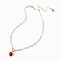Red Heart Pendant Pearl Necklace,