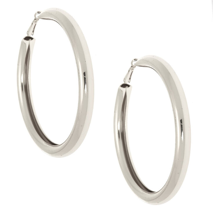 Silver 80MM Tube Hoop Earrings,
