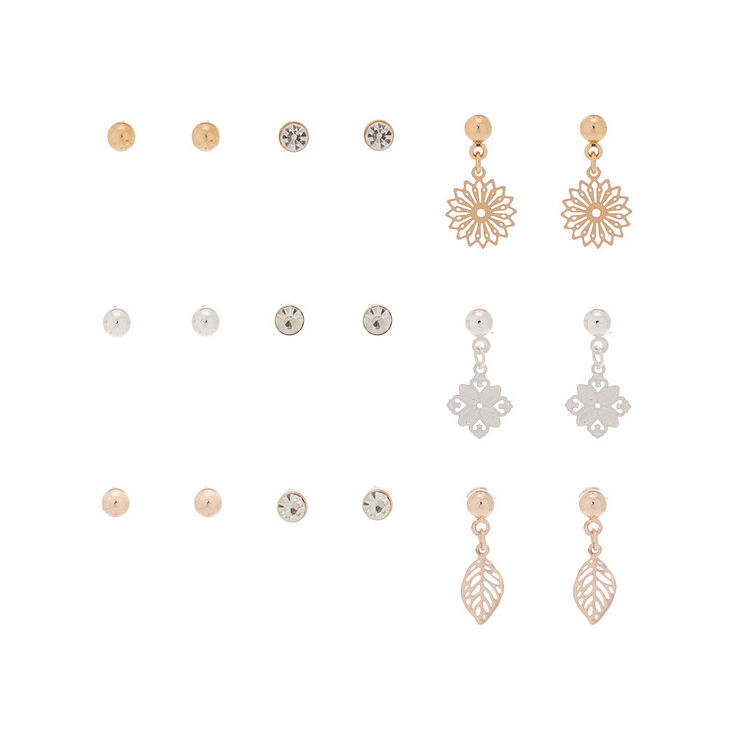 Claire's Lot de 9 boucles d’oreille à motif en filigrane en métaux mixtes