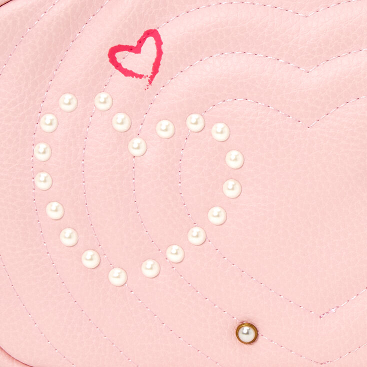 Quilted Pearl Studded Crossbody Bag - Blush Pink,
