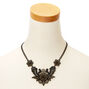 Crochet Flower Statement Necklace - Black,