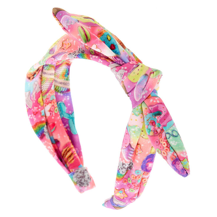 Claire's Serre-tête à nœud noué friandises arc-en-ciel