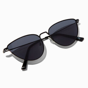 Slim Black Metal Cat Eye Sunglasses,