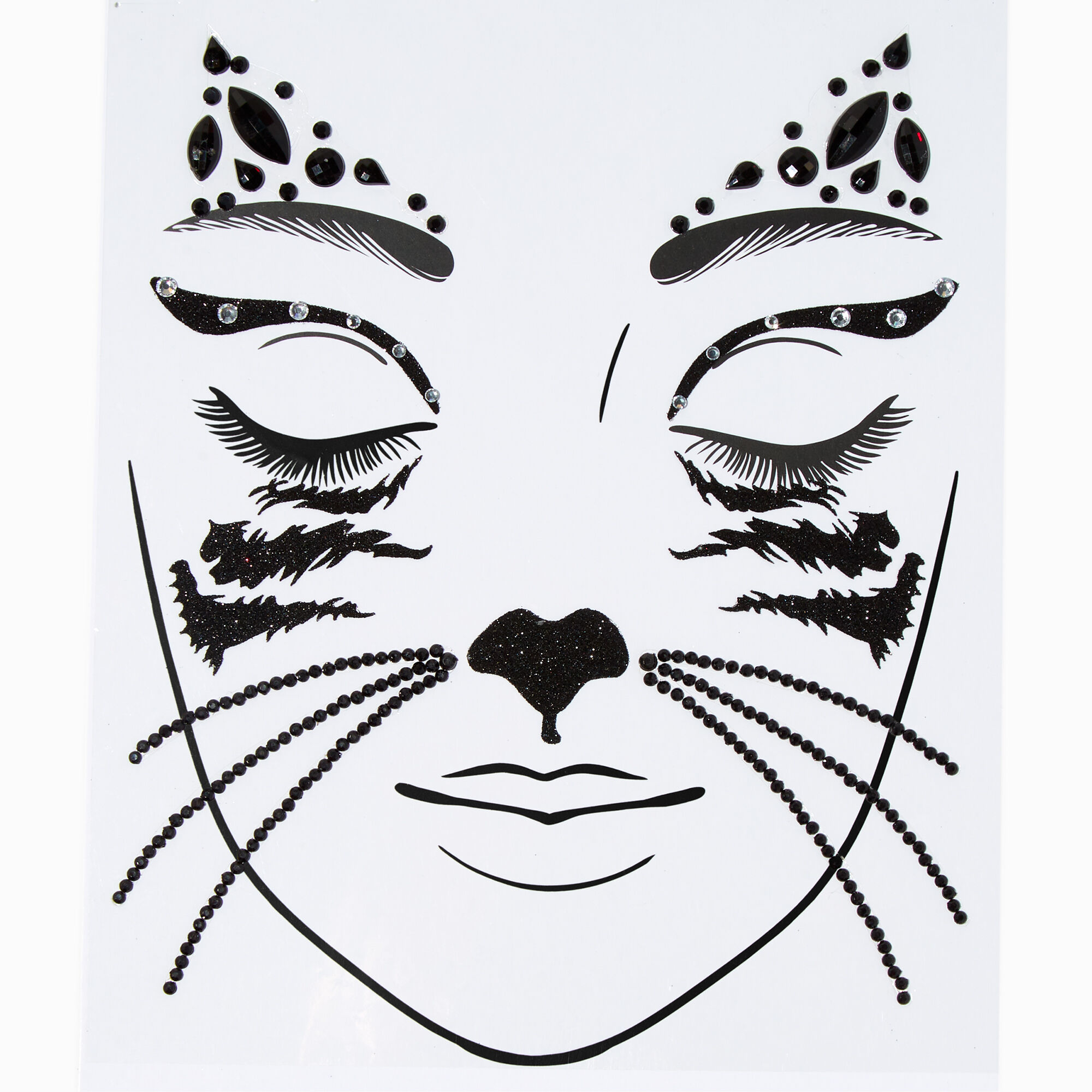 View Claires Cat Gemstone Face Stickers Black information