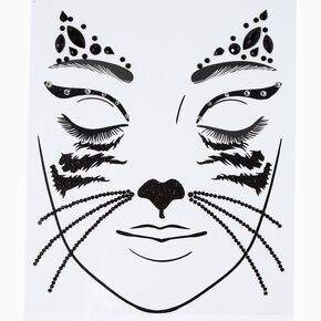 Black Cat Gemstone Face Stickers,