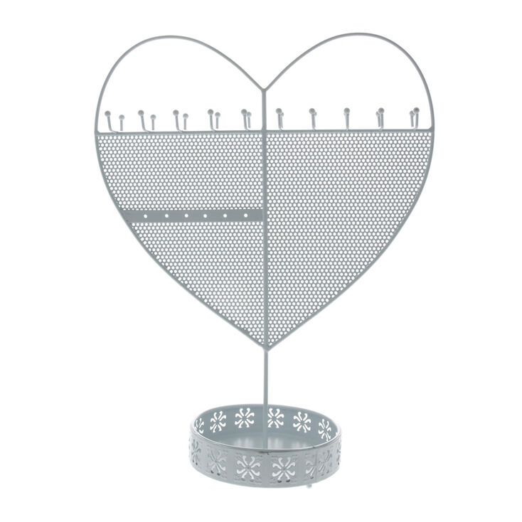 Heart Standing Jewellery Holder - White,