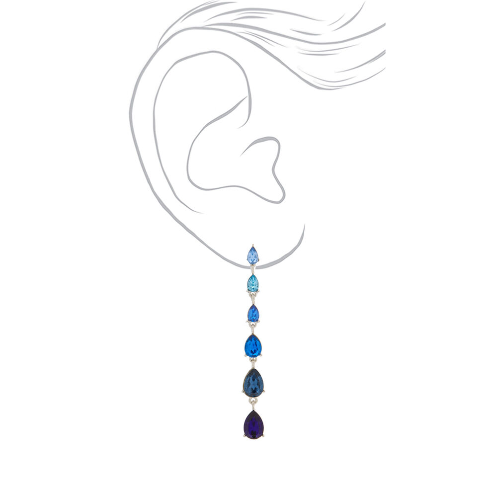2.5" Teardrop Drop Earrings - Blue,