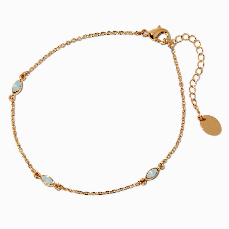 Gold-tone Multi Opal Chain Anklet,
